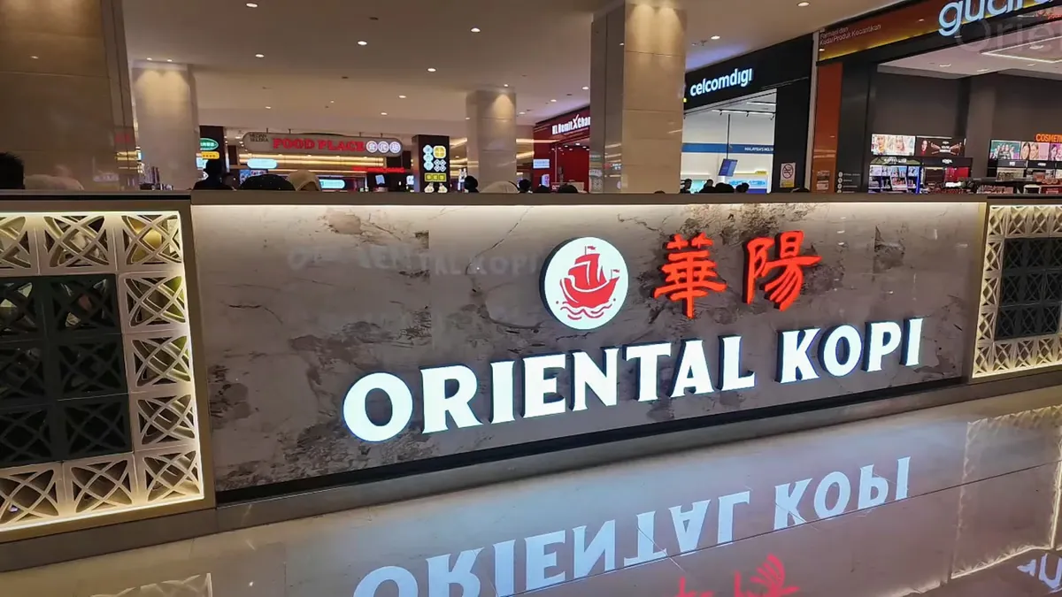 The lit-up Oriental Kopi sign at its Pavilion Kuala Lumpur coffee house