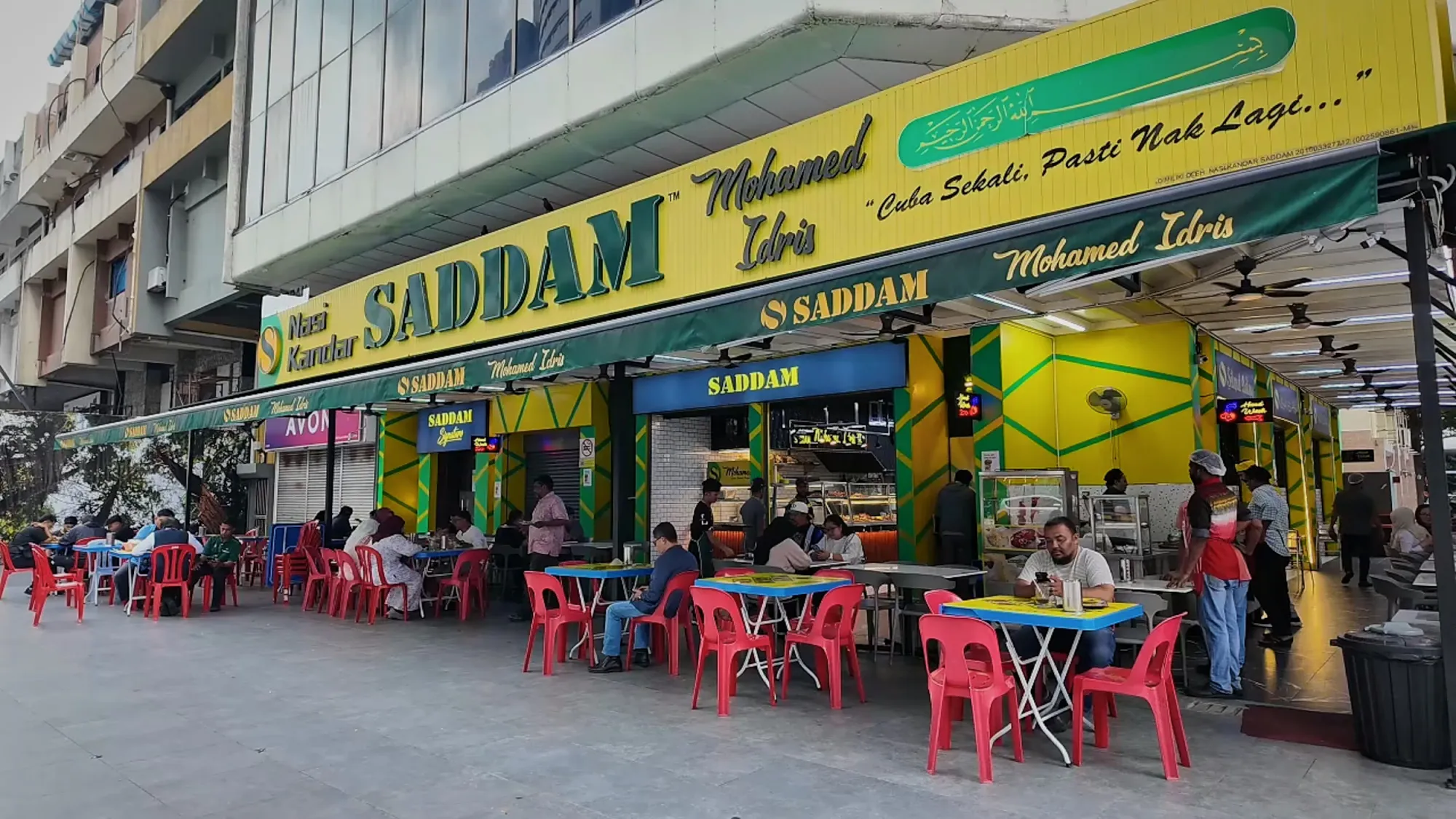 The Saddam Nasi Kandar storefront on Jalan Tuanku Abdul Rahman in Chow Kit, Kuala Lumpur